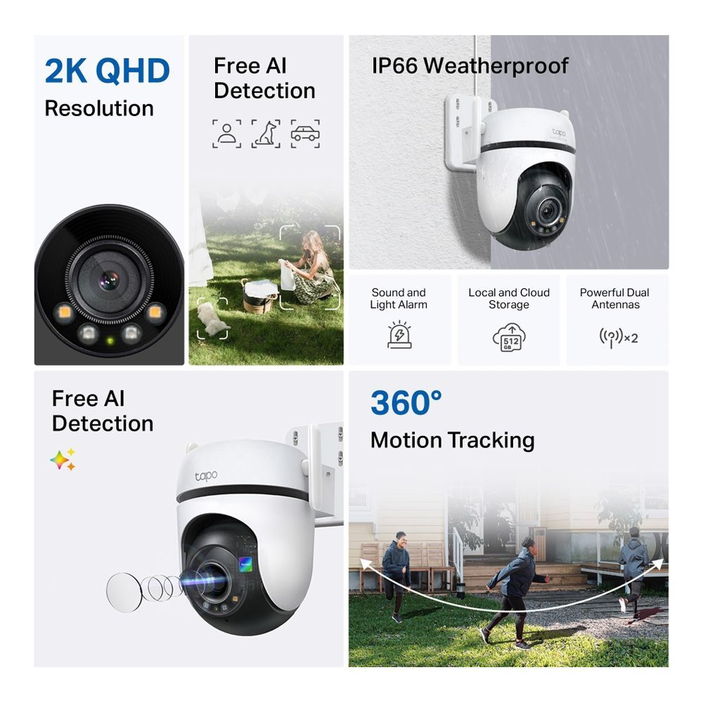 TP-LINK Outdoor Pan Tilt Wi-Fi Security Camera, 2K 4MP QHD Resolution, Night Vision, IP66 Weatherproofing, Motion Detection, Tapo C520WS - Image 3