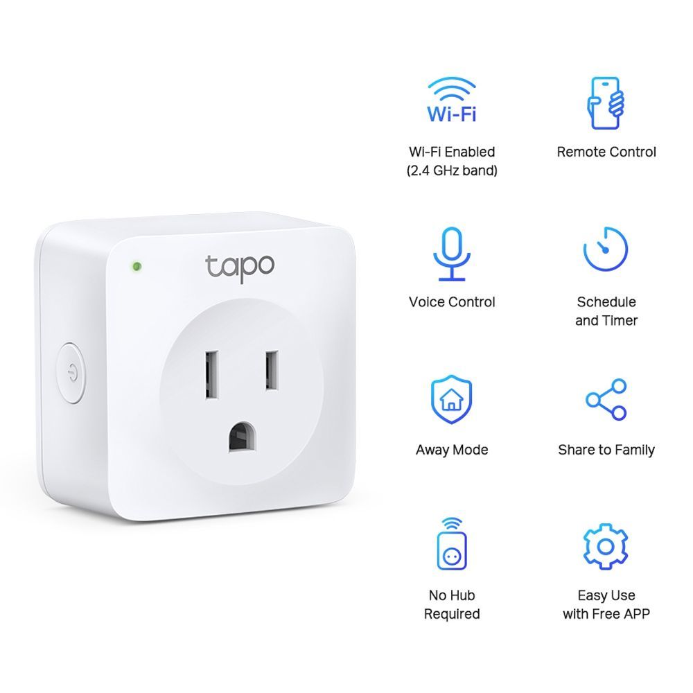 TP-LINK Mini Smart Wi-Fi Socket, Voice Control, 1200W, Tapo P100, 1-Pack - Image 2