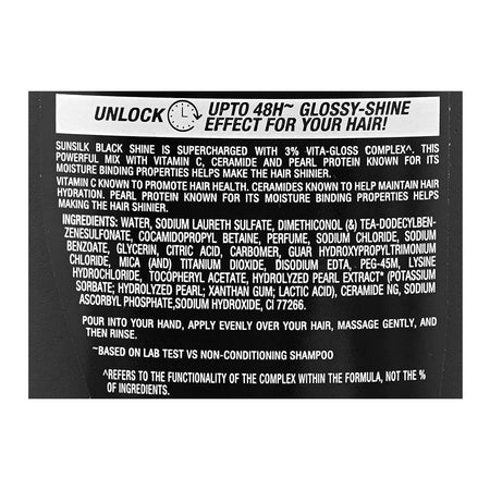 Sunsilk Black Shine Vita-Gloss Complex 3% Shampoo, Vitamin C, Lactic Acid, For Glossy Hair, 650ml - Image 4