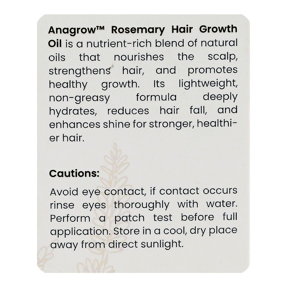 Jen Pharm Anagrow Rosemary Hair Growth Oil, Coconut Oil + Tea Tree Oil + Jojoba Oil, For Hair Growth, 100ml - Image 4