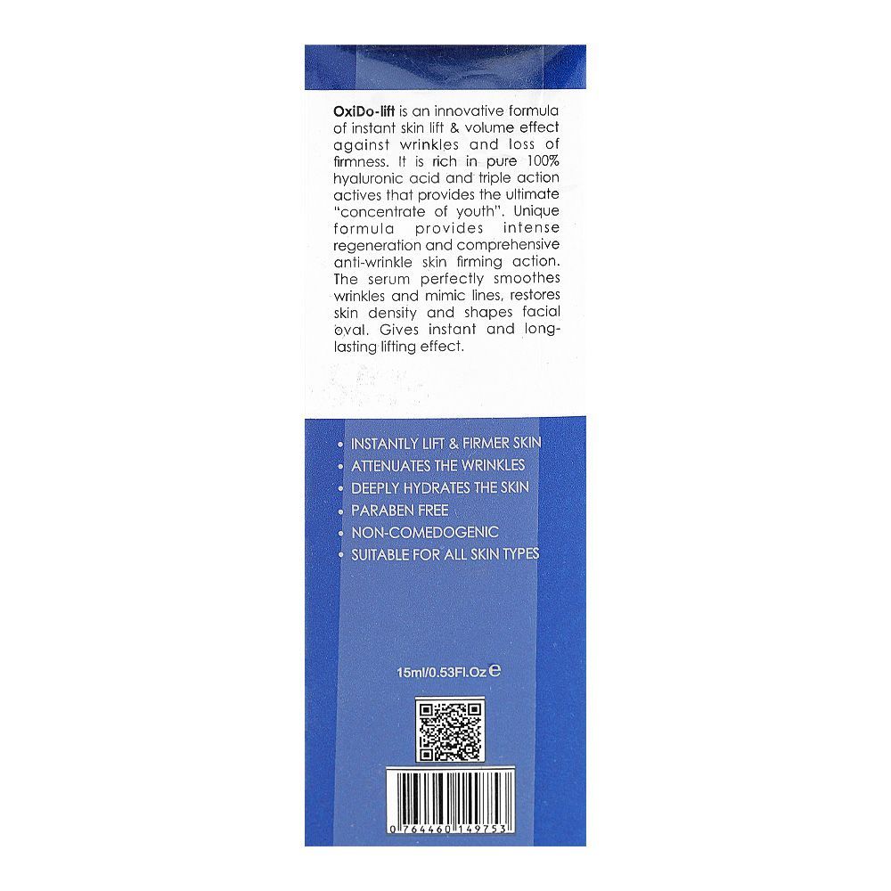 Safrin Skin Care Oxido-Lift Instant Skin Lift Anti-Wrinkle Serum, Paraben Free, Hyaluronic Acid, For All Types Of Skin, 15ml - Image 2