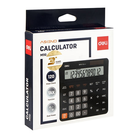 Deli Askend Calculator, 12 Digits, Black, EM110 - Main Image