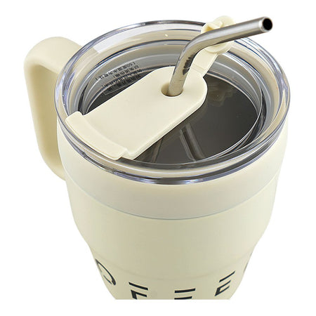 AJF Korean Insulated Stainless-Steel Coffee Mug With Straw, 460ml, Off White - Image 3