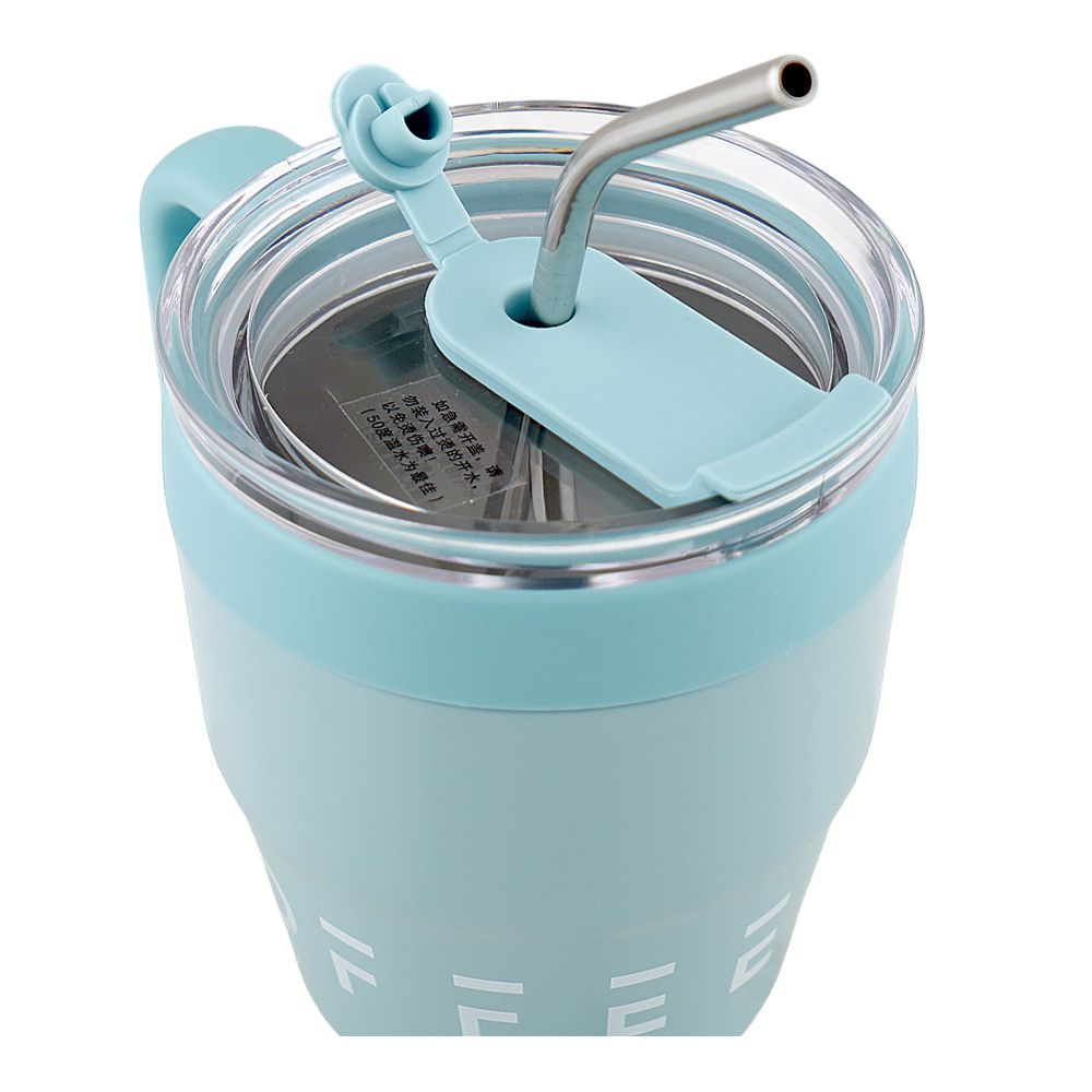 AJF Korean Insulated Stainless-Steel Coffee Mug With Straw, 460ml, Blue - Image 3