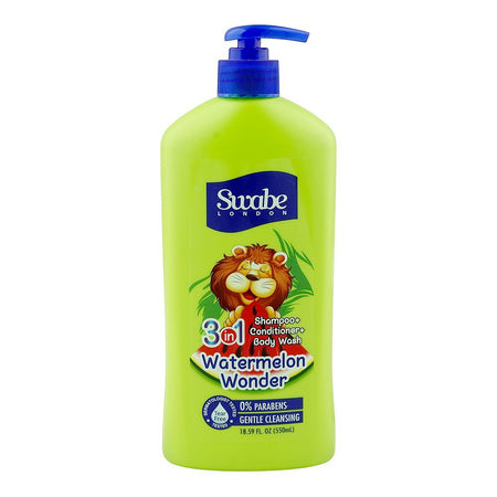 Swabe London Watermelon Wonder 3-In-1 Shampoo + Conditioner + Body Wash, Paraben & Tear Free, 550ml - Main Image