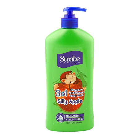 Swabe London Silly Apple 3-In-1 Shampoo + Conditioner + Body Wash, Paraben & Tear Free, 550ml - Main Image