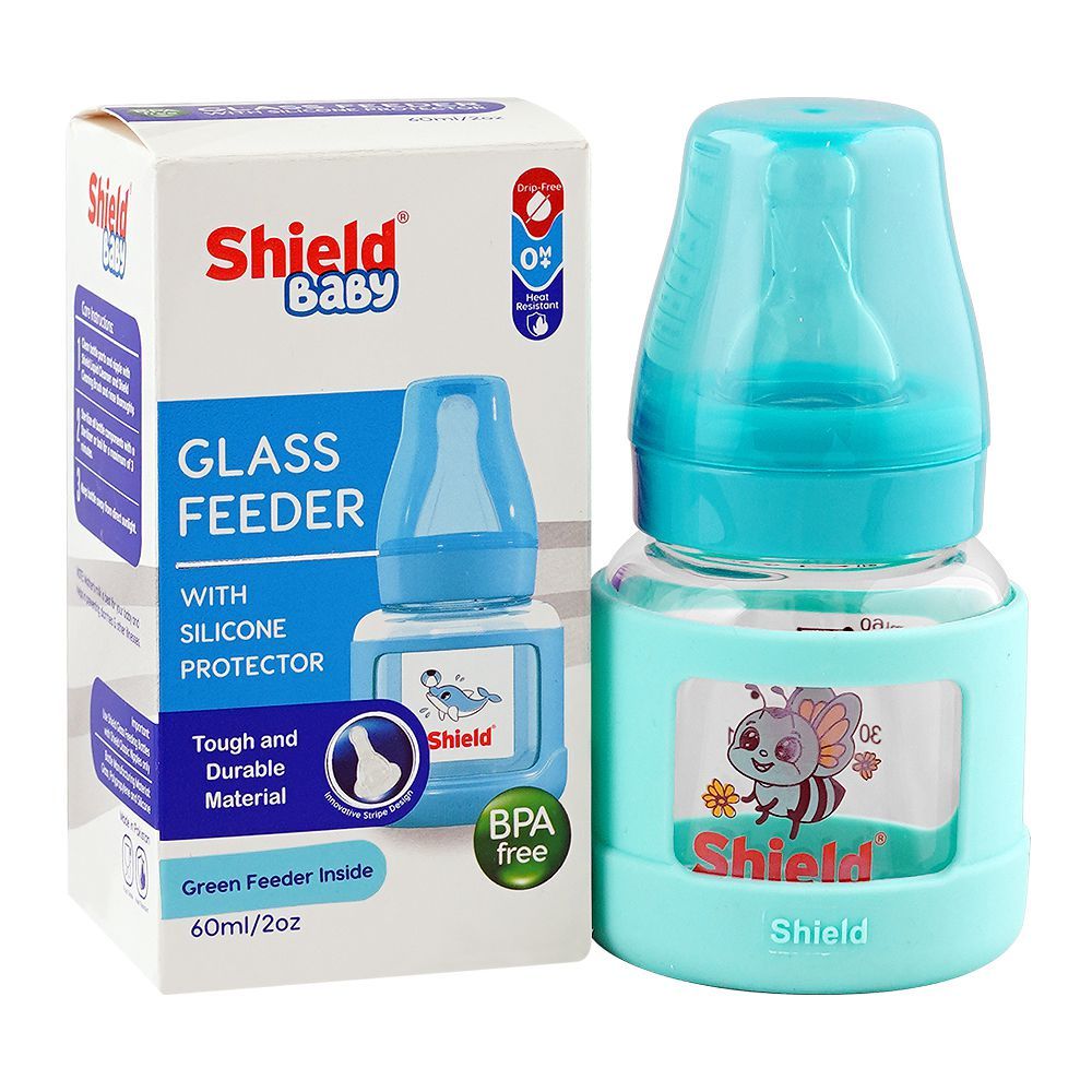Shield Baby Glass Feeder With Silicone Protector, For 0+ Months, BPA Free, 60ml - Main Image