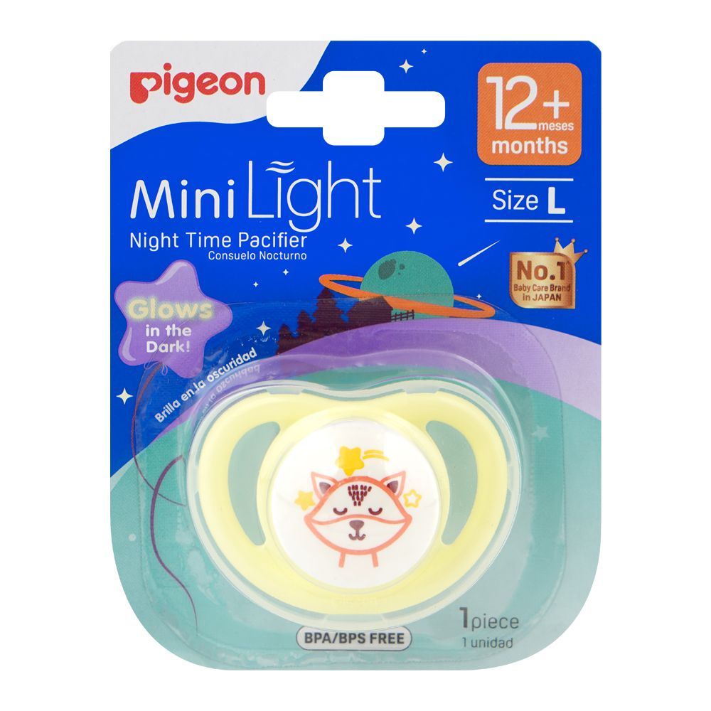 Pigeon Mini Light Night Time Pacifer, BPA/BPS Free, Large, For 12 Months+ Fox, N81425 - Main Image
