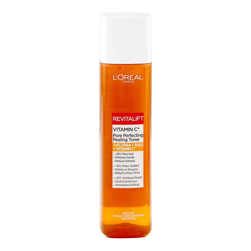 L'Oreal Paris Revitalift Pore Perfecting Peeling Toner, 1.4% PHA + AHA + Vitamin C, For Sensitive Skin, 180ml - Main Image