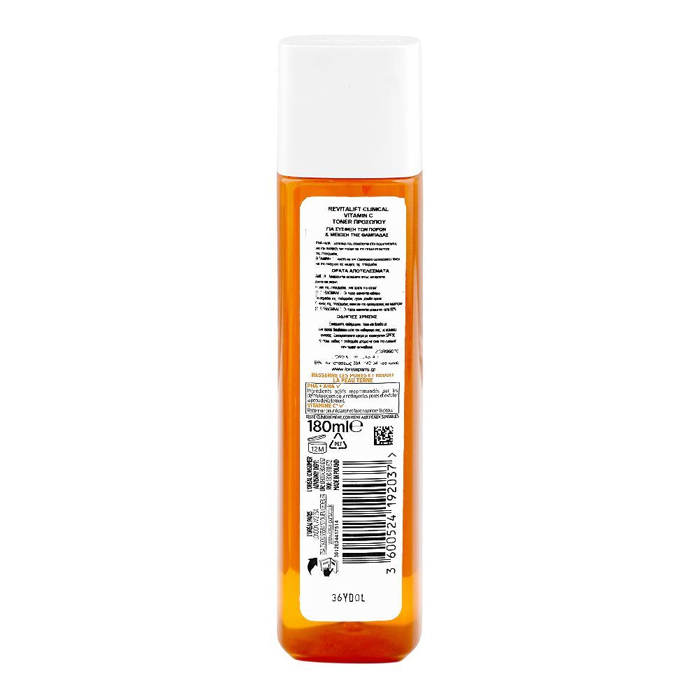 L'Oreal Paris Revitalift Pore Perfecting Peeling Toner, 1.4% PHA + AHA + Vitamin C, For Sensitive Skin, 180ml - Image 2