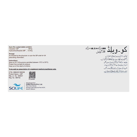 Scilife Pharma Co-Valid Tablet, 80mg + 12.5mg, 28-Pack - Image 2