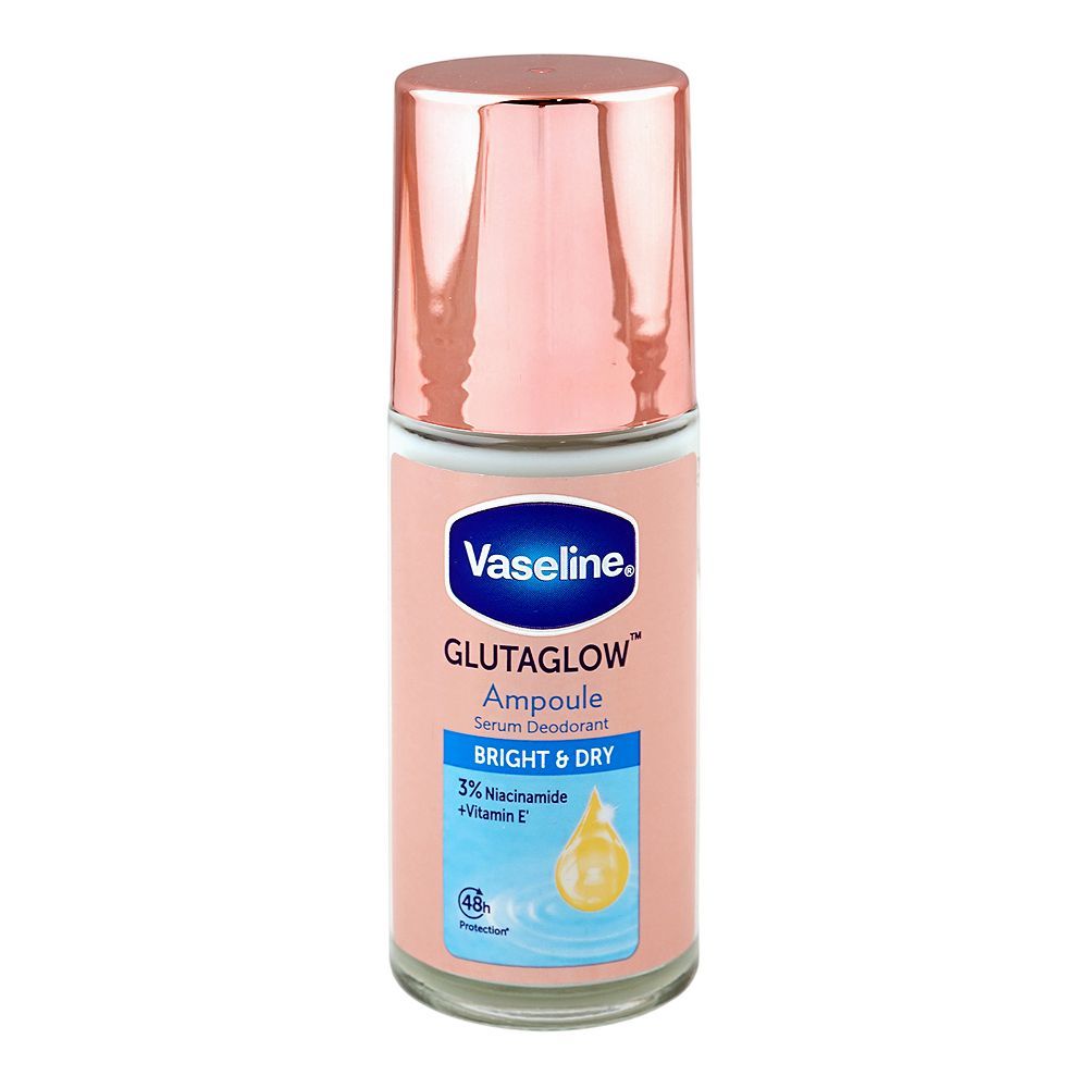 Vaseline Gluta Glow Ampoule Bright & Dry Serum Deodorant Roll On, Niacinamide + Vitamin E, 45ml - Main Image