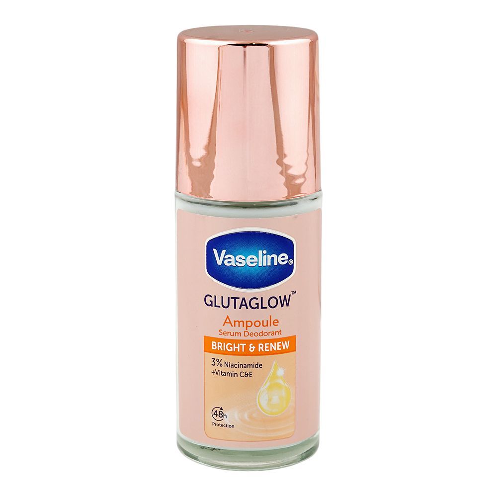 Vaseline Gluta Glow Ampoule Bright & Renew Serum Deodorant Roll On, Niacinamide + Vitamin C & E, 45ml - Main Image