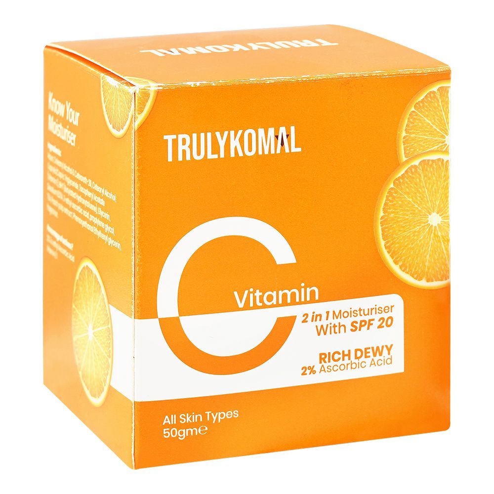 Truly Komal Vitamin C 2-In-1 Moisturizer, SPF20, Ascorbic Acid, For All Types Of Skin, 50g - Main Image