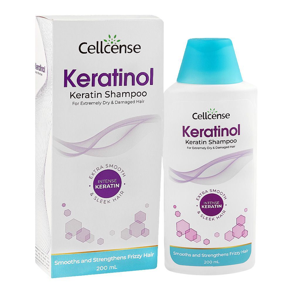 Cellcense Keratinol Keratin Shampoo, Coco Betaine, Sodium Chloride, For Dry & Damaged Hair, 200ml - Main Image