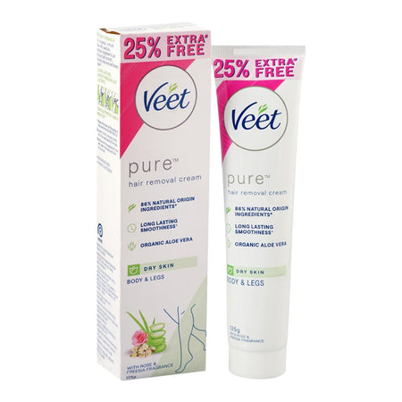 Veet Pure Rose & Freesia Fragrance Dry Skin Hair Removal Cream, 125g, 25% Extra Free - Main Image