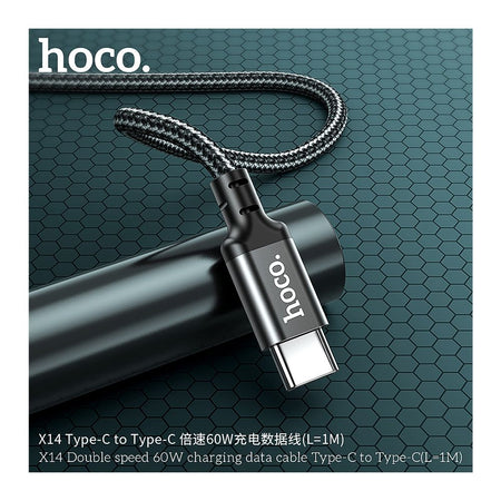 HOCO Double Speed Charging Data Cable, USB-C To USB-C, 60W, 1 Meter, X14 - Image 2