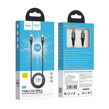 HOCO Exquisito Charging Data Cable, USB-C To USB-C, 100W, 1 Meter, X50 - Image 4