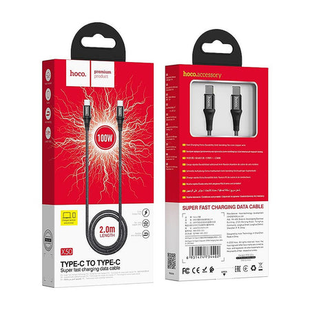 HOCO Exquisito Charging Data Cable, USB-C To USB-C, 100W, 2 Meter, X50 - Image 4