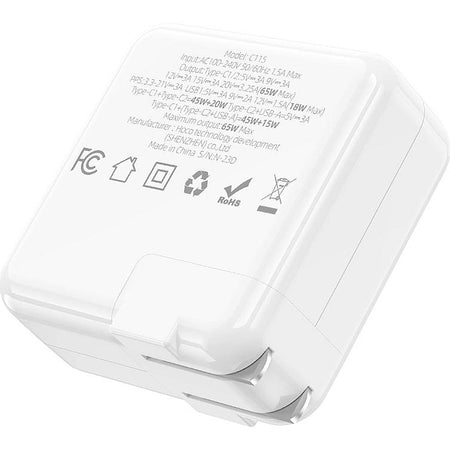 HOCO Header Three-Port Charger, 2 X USB-C + 1 X USB-A Port, 65W, C115 - Image 2