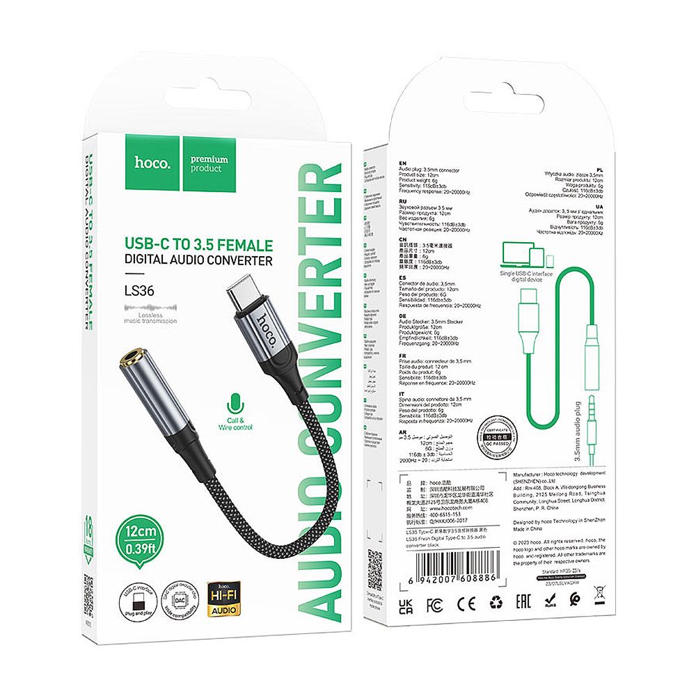 HOCO Fresh Digital USB-C To 3.5 Audio Converter, LS36 - Image 4