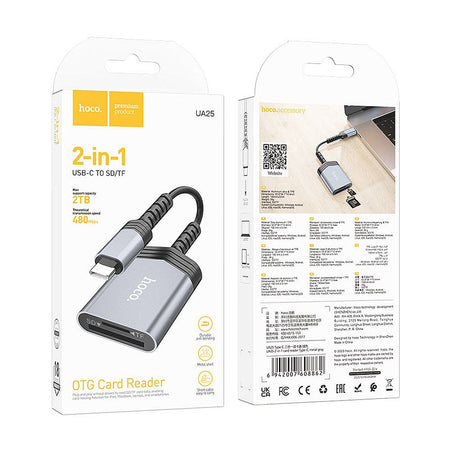 HOCO 2-In-1 Card Reader, USB-C SD + TF, 480 Mbps Transfer Speed, UA25 - Image 4