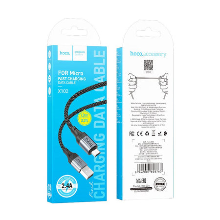 HOCO Fresh Charging Data Cable, Micro USB To Android, 2.4A, 1 Meter, X102 - Image 3