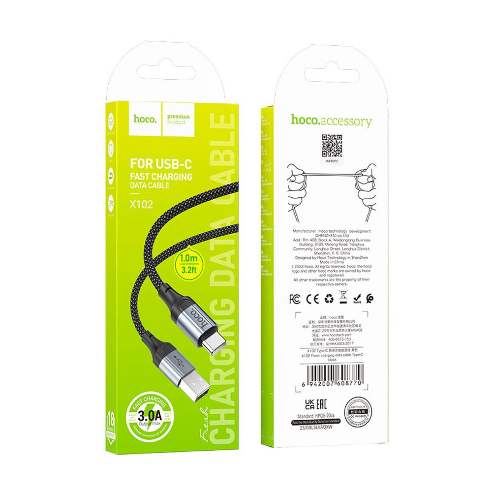 HOCO Fresh Charging Data Cable, USB-A To USB-C, 3.0A, 1 Meter, X102 - Image 3