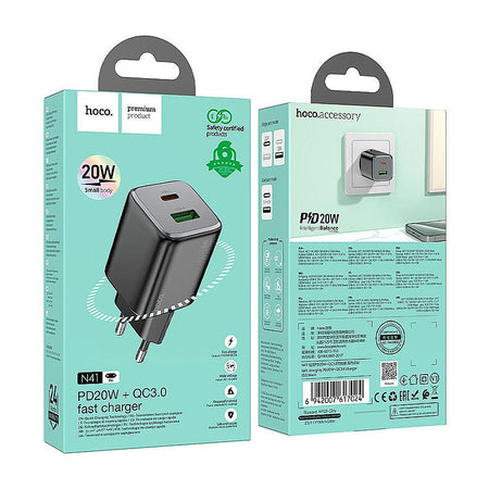 HOCO Almighty Charger, USB-A + USB-C Port, 20W, N41 - Image 4