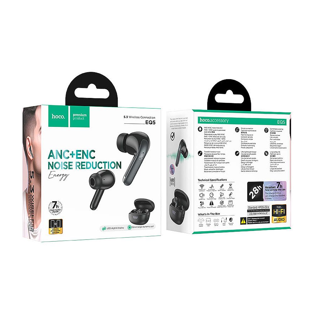 HOCO Energy True ANC + ENC Wireless Earbuds, 7 Hours Playtime, 300mAh Case Battery, EQ5 - Image 3