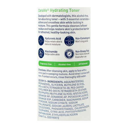CeraVe Hydrating Toner, Alcohol Free, Glycerin, Citric Acid, For Normal Skin, 200ml - Image 3