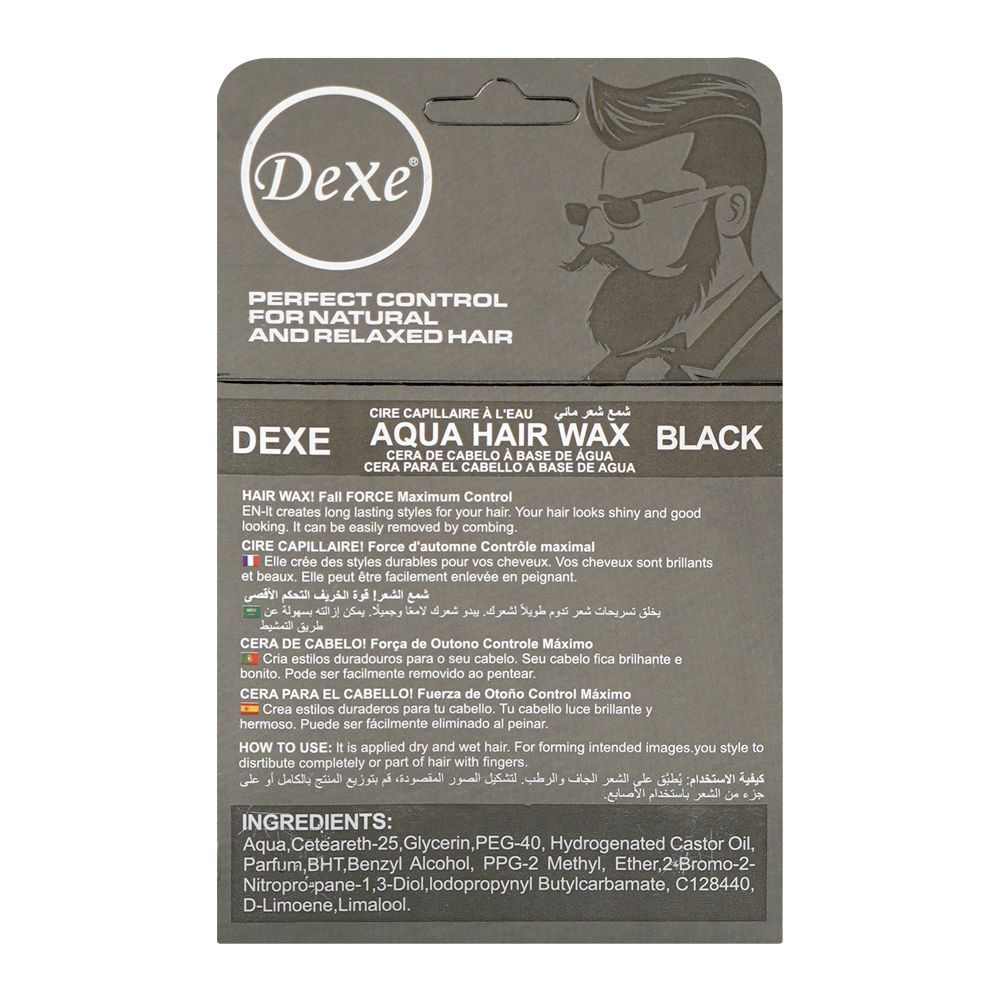 Dexe Aqua Maximum Control Hair Wax, Black, 150g - Image 2