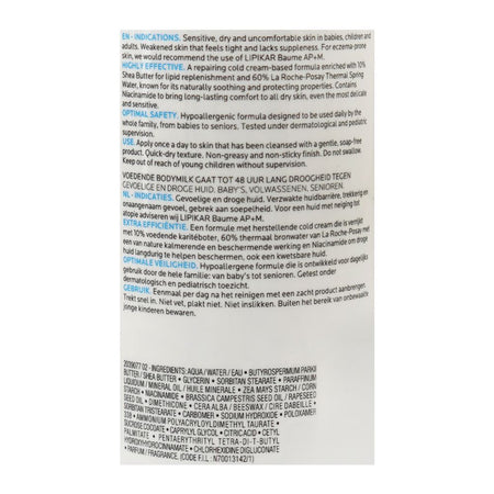 La Roche-Posay Lipikar Lait Anti-Dryness Body Milk, Shea Butter, Glycerin, For Dry Skin, 400 ml - Image 3