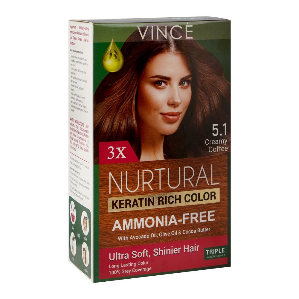 Vince Nurtural Keratin Rich Colour Ammonia Free Women Hair Color, 5.1 Creamy Coffee - Main Image