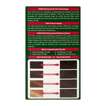 Vince Nurtural Keratin Rich Colour Ammonia Free Women Hair Color, 4.0 Natural Brown - Image 3
