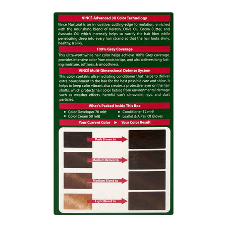 Vince Nurtural Keratin Rich Colour Ammonia Free Women Hair Color, 7.3 Natural Ash Blond - Image 3