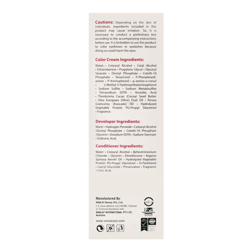 Vince Nurtural Keratin Rich Colour Ammonia Free Women Hair Color, 5.50 Mahogany Light Brown - Image 4