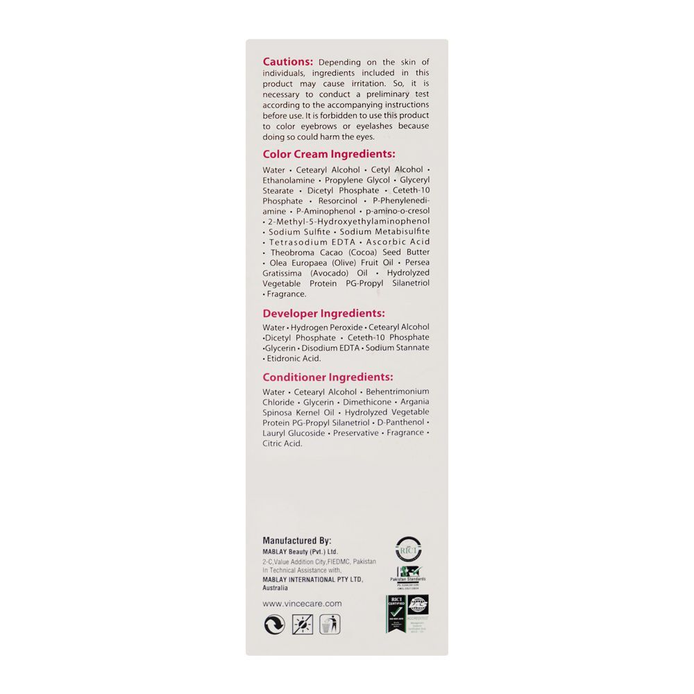 Vince Nurtural Keratin Rich Colour Ammonia Free Women Hair Color, 5.8 Dark Red - Image 4