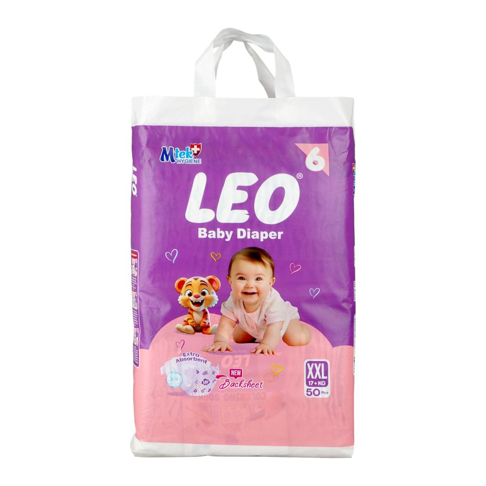 Leo Baby Diaper, XXL, 6, 17+ KG, 50-Pack - Main Image