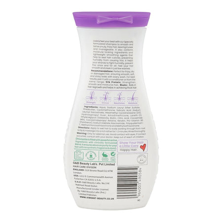 Vibrant Beauty Hair Repair Therapy Silk Protein + Keratin Anti Frizz Shampoo, Salicylic Acid, Color & Fragrance Free, For Frizzy Hair, 400ml - Image 2