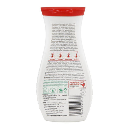 Vibrant Beauty Hair Repair Therapy Jojoba Oil + Keratin Extra Shine Shampoo, Citric Acid, Color & Fragrance Free, For Extra Shine, 400ml - Image 2