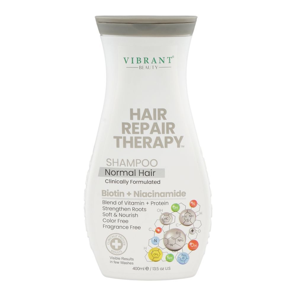 Vibrant Beauty Hair Repair Therapy Biotin + Niacinamide Normal Hair Shampoo, Amino Acid, Pro-Vitamin B5, Color & Fragrance Free, For Normal Hair, 400ml - Main Image