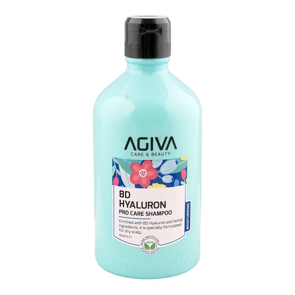 Agiva Care & Beauty 8D Hyaluron Pro Care Moisturizing Shampoo, Hyaluronic Acid, Citric Acid, For Dry Scalp, 500ml - Main Image
