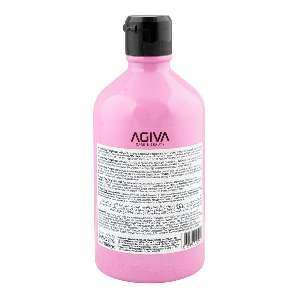 Agiva Care & Beauty Ylang Ylang Liposomed C Repair Care Shampoo, Glycerin, Citric Acid, For Rough Hair, 500ml - Image 2