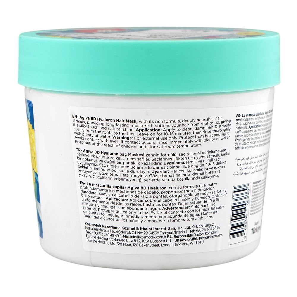 Agiva Care & Beauty 8D Hyaluron Pro Care Moisturizing Hair Mask, Hyaluronic Acid, Citric Acid, For Moisturizing Hair, 300ml - Image 2