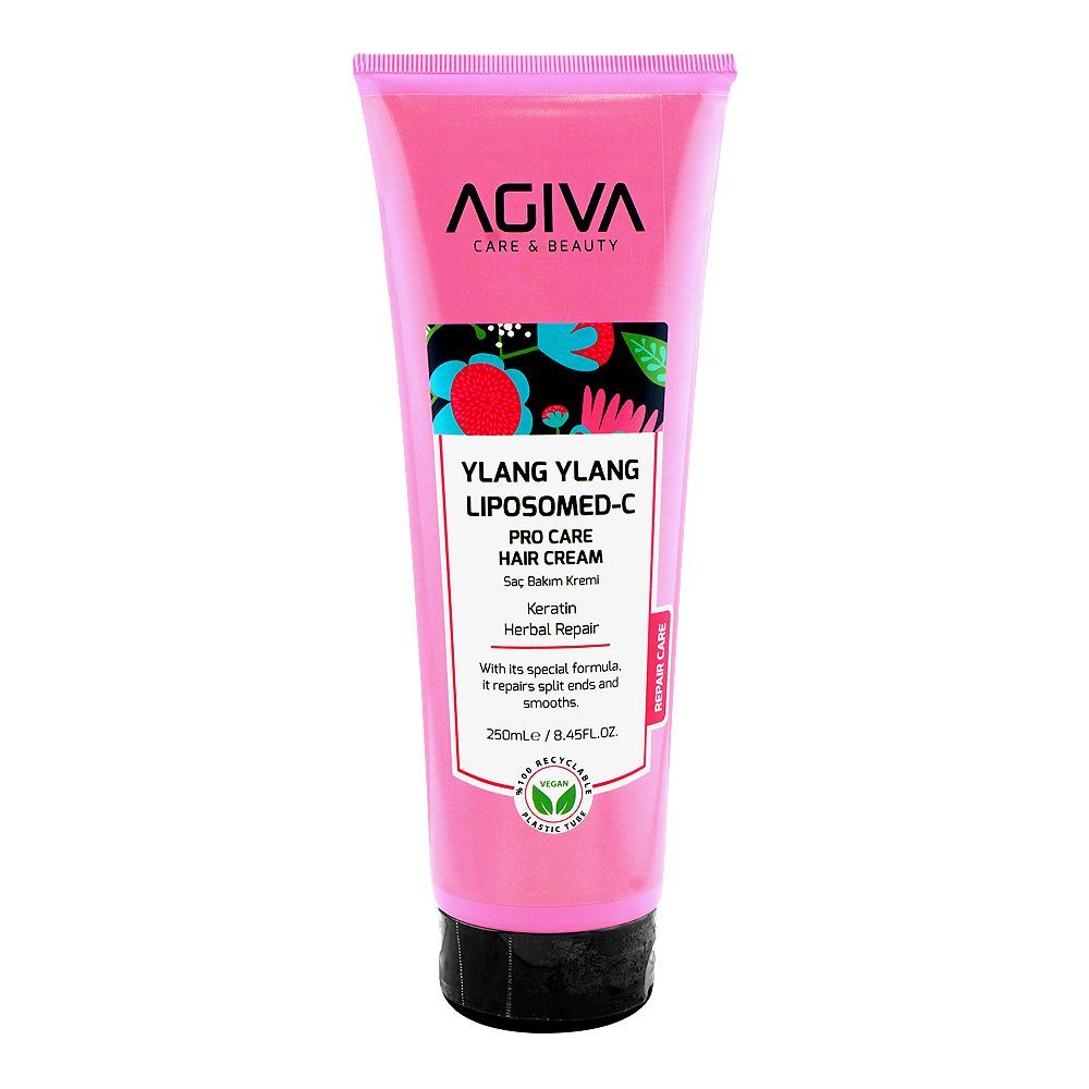 Agiva Care & Beauty Ylang Ylang Liposomed C Pro Care Keratin Herbal Repair Hair Cream, Glycerin, Ascorbic Acid, For Smooth Hair, 250ml - Main Image