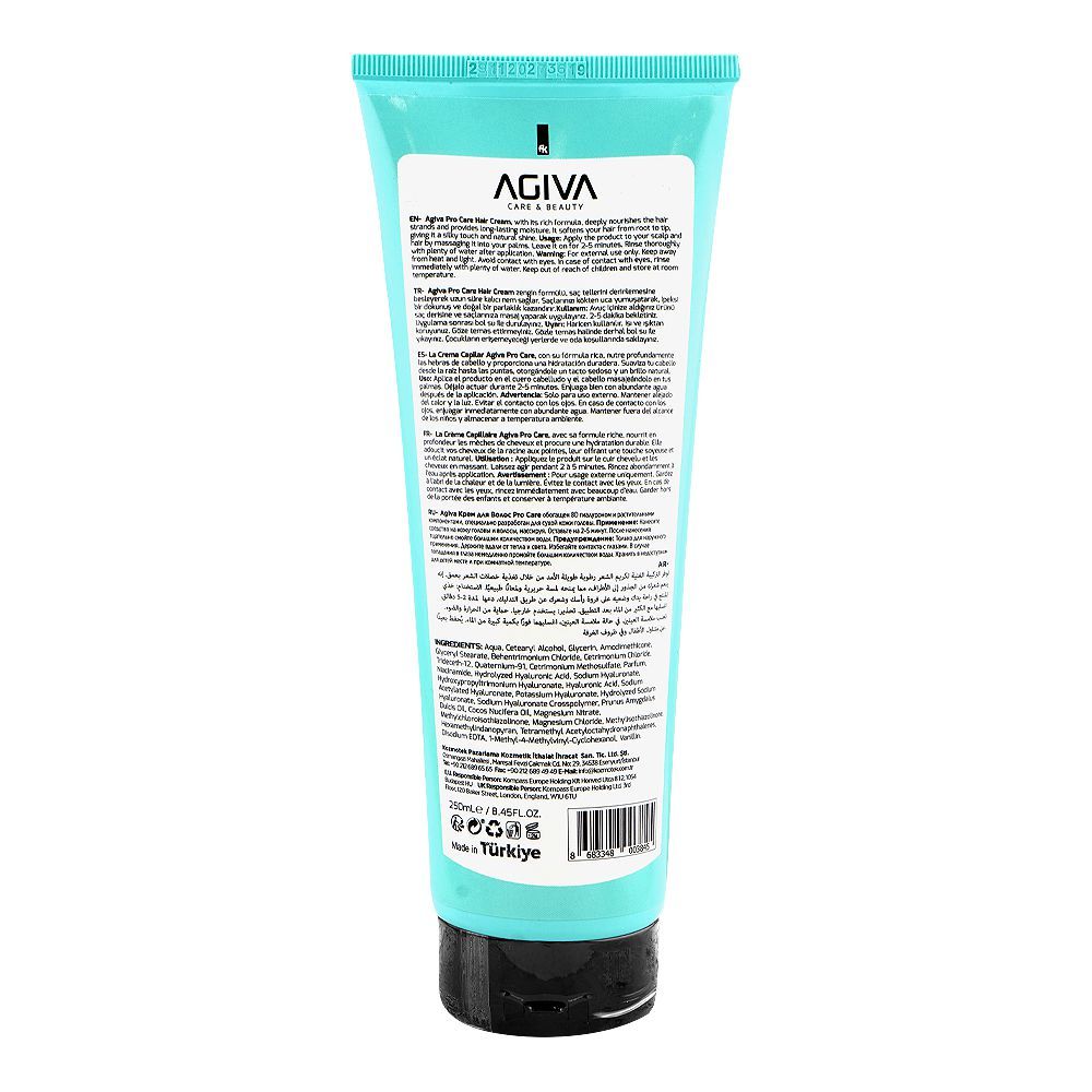 Agiva Care & Beauty 8D Hyaluron Pro Care Niacinamide, Almond Oil Hair Cream, Hyaluronic Acid, Glycerin, For Dry & Weak Hair, 250ml - Image 2