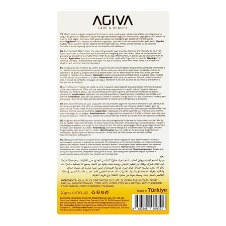 Agiva Care & Beauty Milk Protein Miracle Styling Powder, Vegan, Glycerin, Citric Acid, For Hair Volume, 20g - Image 4