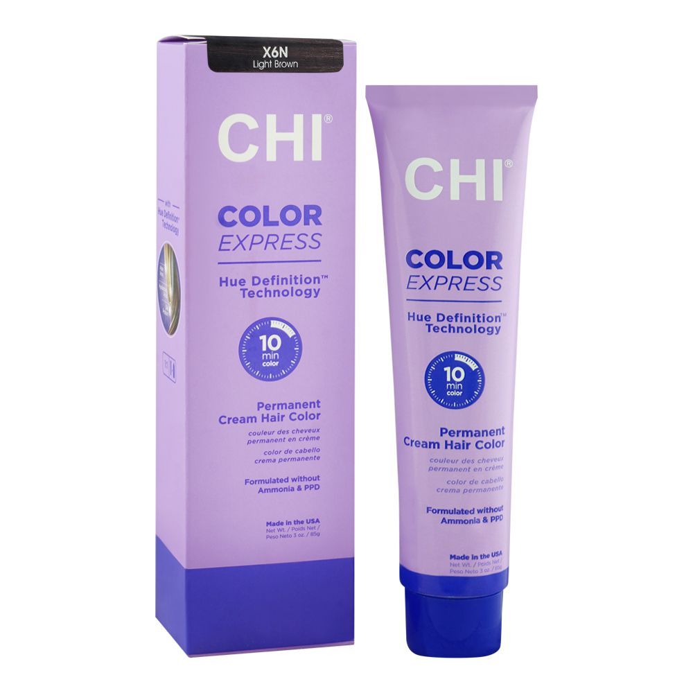 CHI Color Express Permanent Cream Hair Color, Glycerin, Ammonia Free, X6N Light Brown, 85g - Main Image
