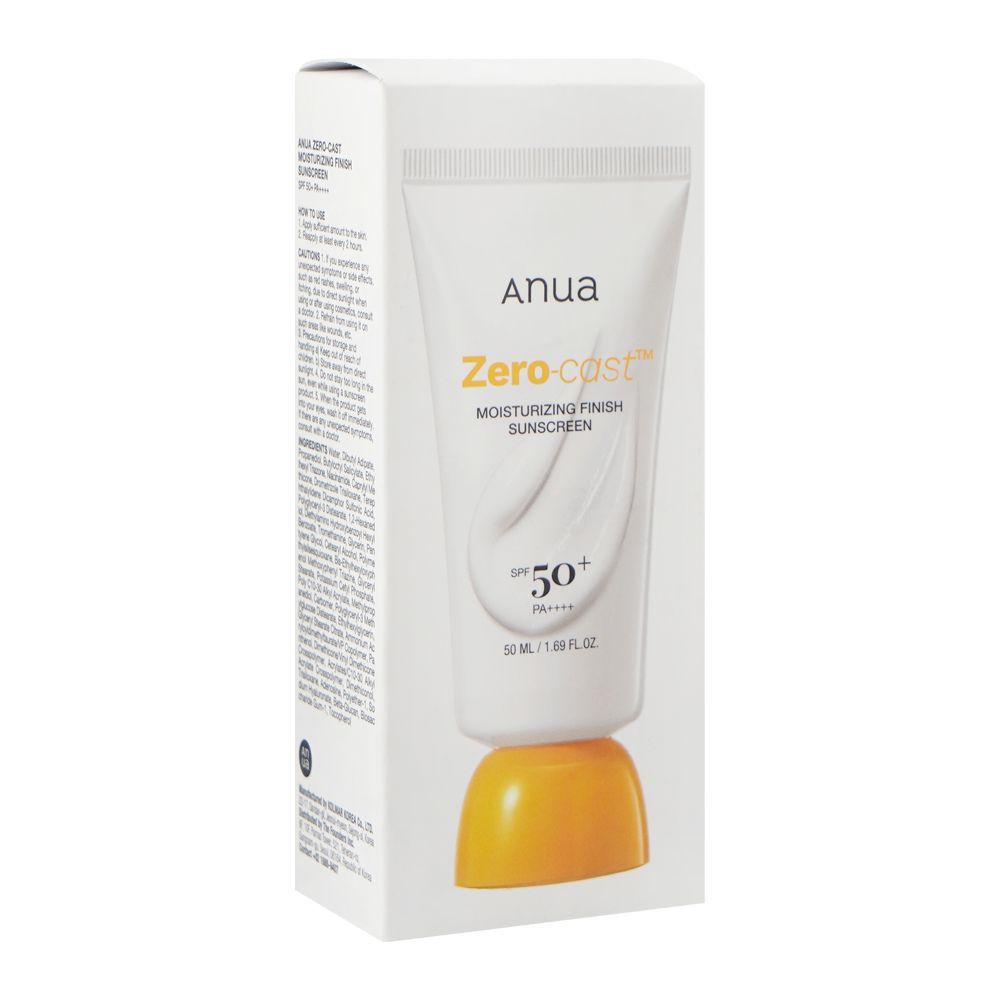 Anua Zero-Cast Moisturizing Finish Sunscreen, SPF50+ PA++++ Niacinamide, Glycerin, 50ml - Main Image